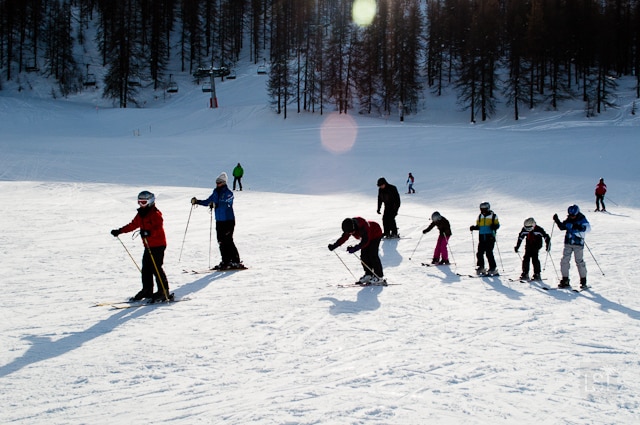 Fellow starters on their first ski lesson