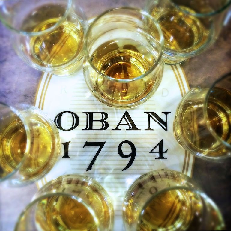 Time for tastings - whisky at Oban distillery