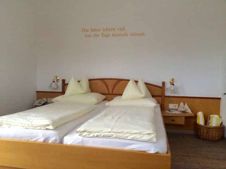 "The years have a lot of knowledge that the days cannot show" said the quote above our bed at Hotel Regitnig, in Weissensee