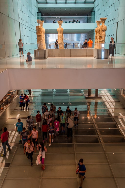 The Caryatids and Slopes Gallery at the Acropolis Museum