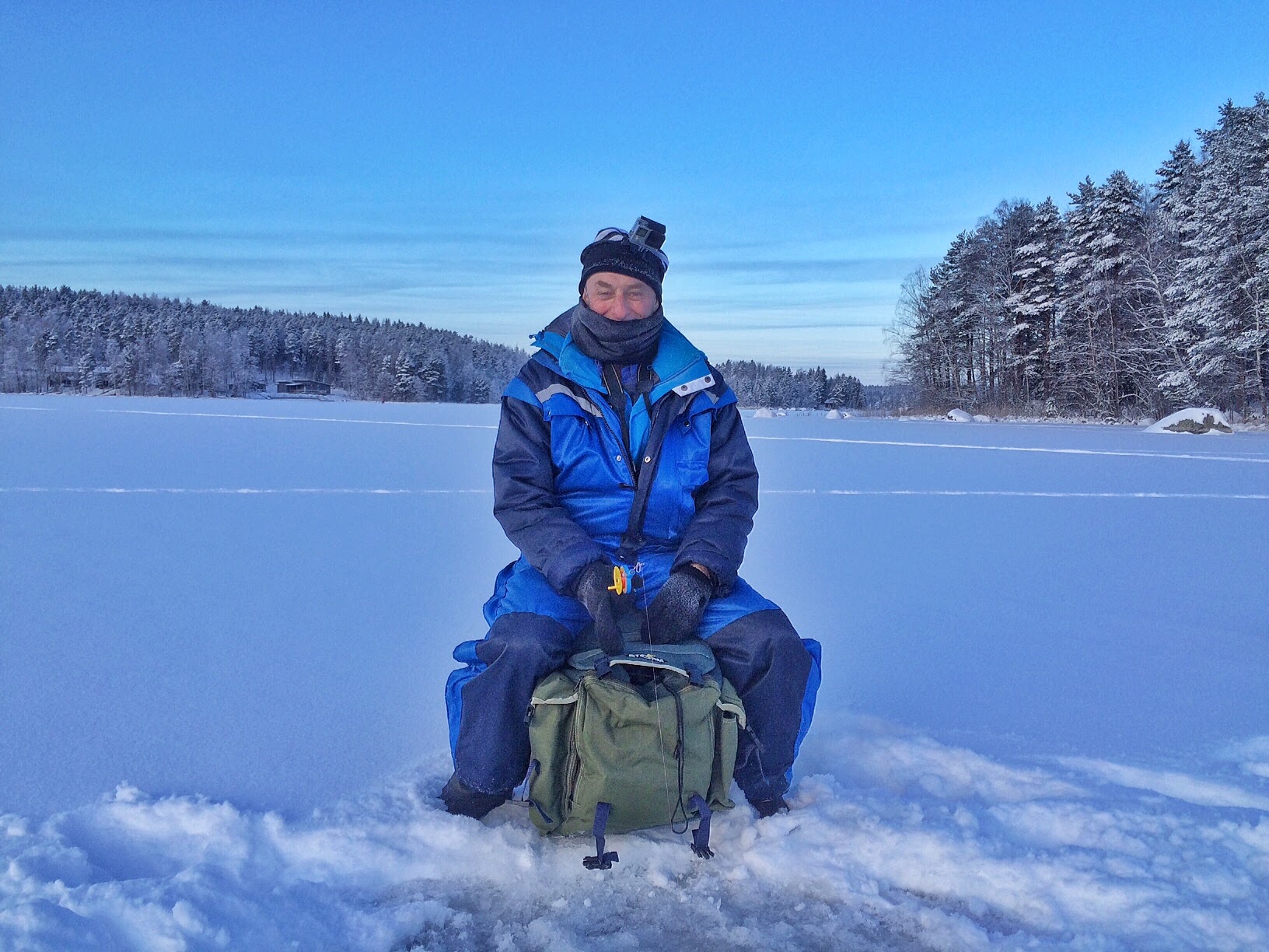 Terry failing to catch anything while Ice fishing on Lake Päijänne, in the land of a thousand lakes
