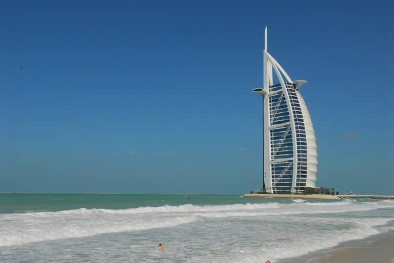 Places to go for winter sun - Burj Al Arab hotel in Dubai 