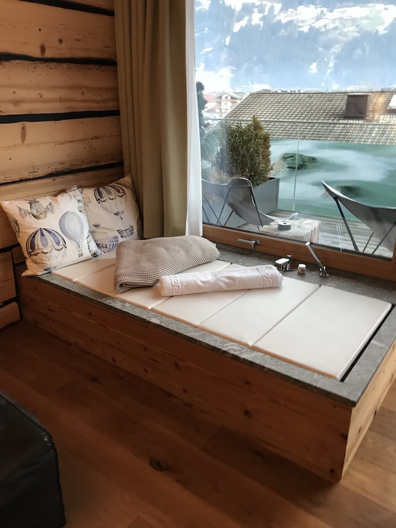 Is it a bath? Is it a day bed? Take your pick at Das Posthotel in the Zilletal ski resort of Zell am Ziller