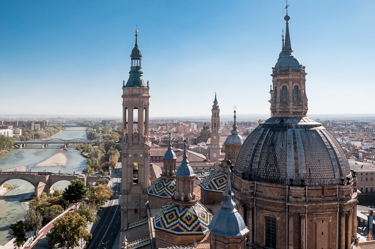 It's worth going to the roof of Zaragoza's Basílica de Nuestra Señora del Pilar for views of its towers, domes and the city