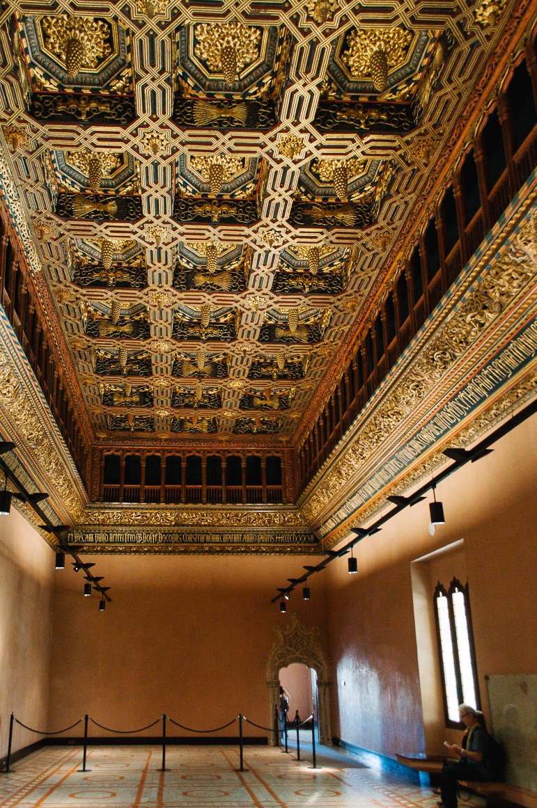 Ornately decorated ceilings are a feature of Zaragoza's Aljafería Palace