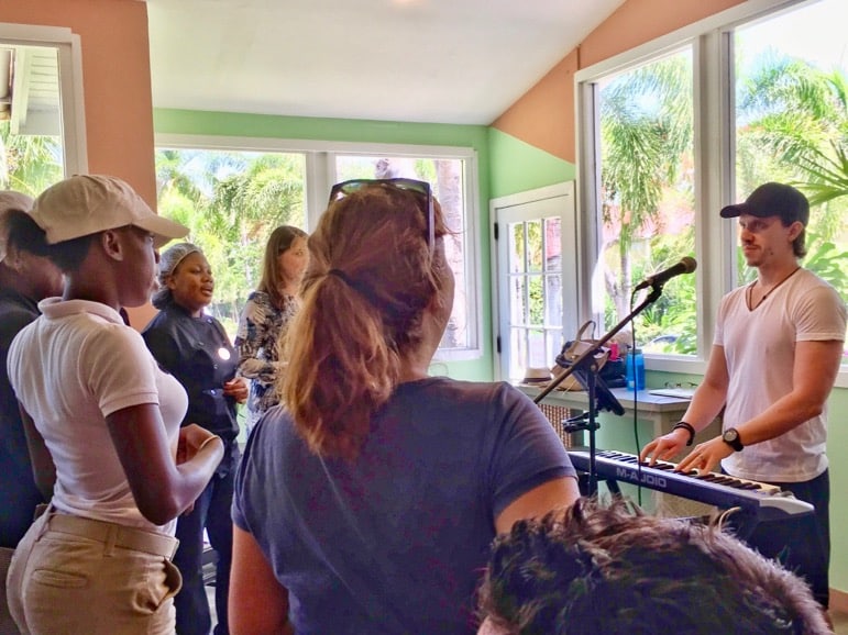 Caribbean choir leader Mike King puts us through our paces