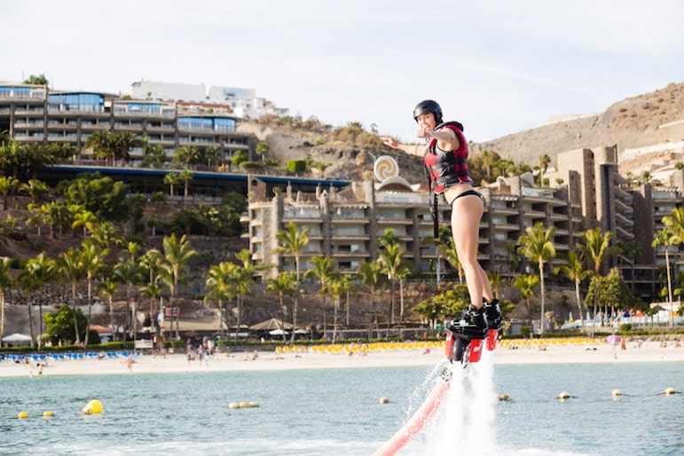 Things to do in Gran Canaria, fancy jet packing? There’s an opportunity at Anfi del Mar Gran Canaria
