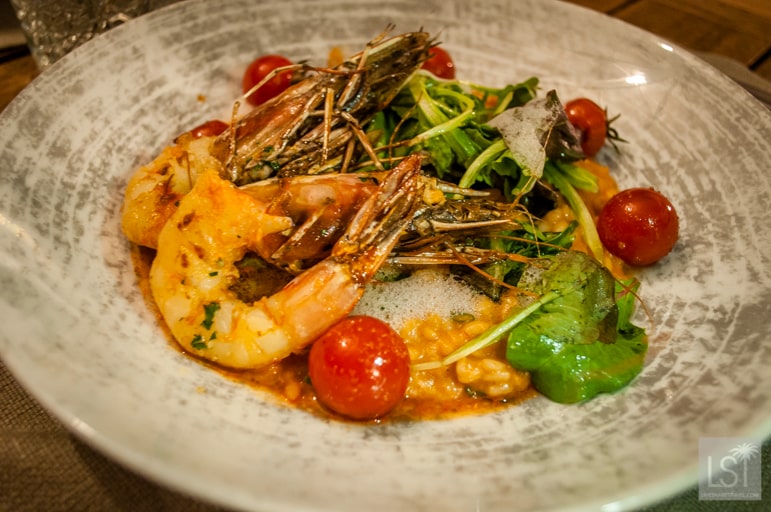 Risotto with sherry and prawns at Aiola Upstairs
