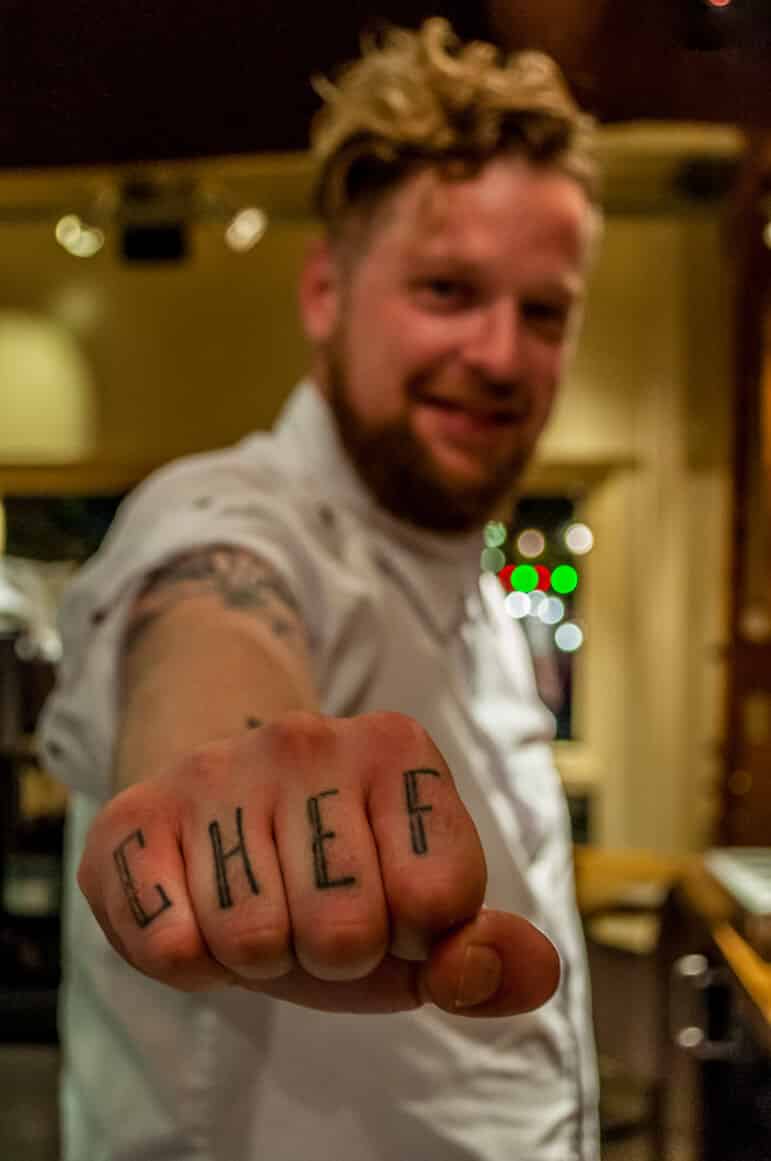 Bob Staal the tattooed chef at the Waterproef restaurant