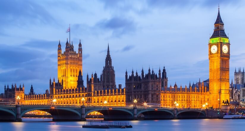 The Palace of Westminster in London 